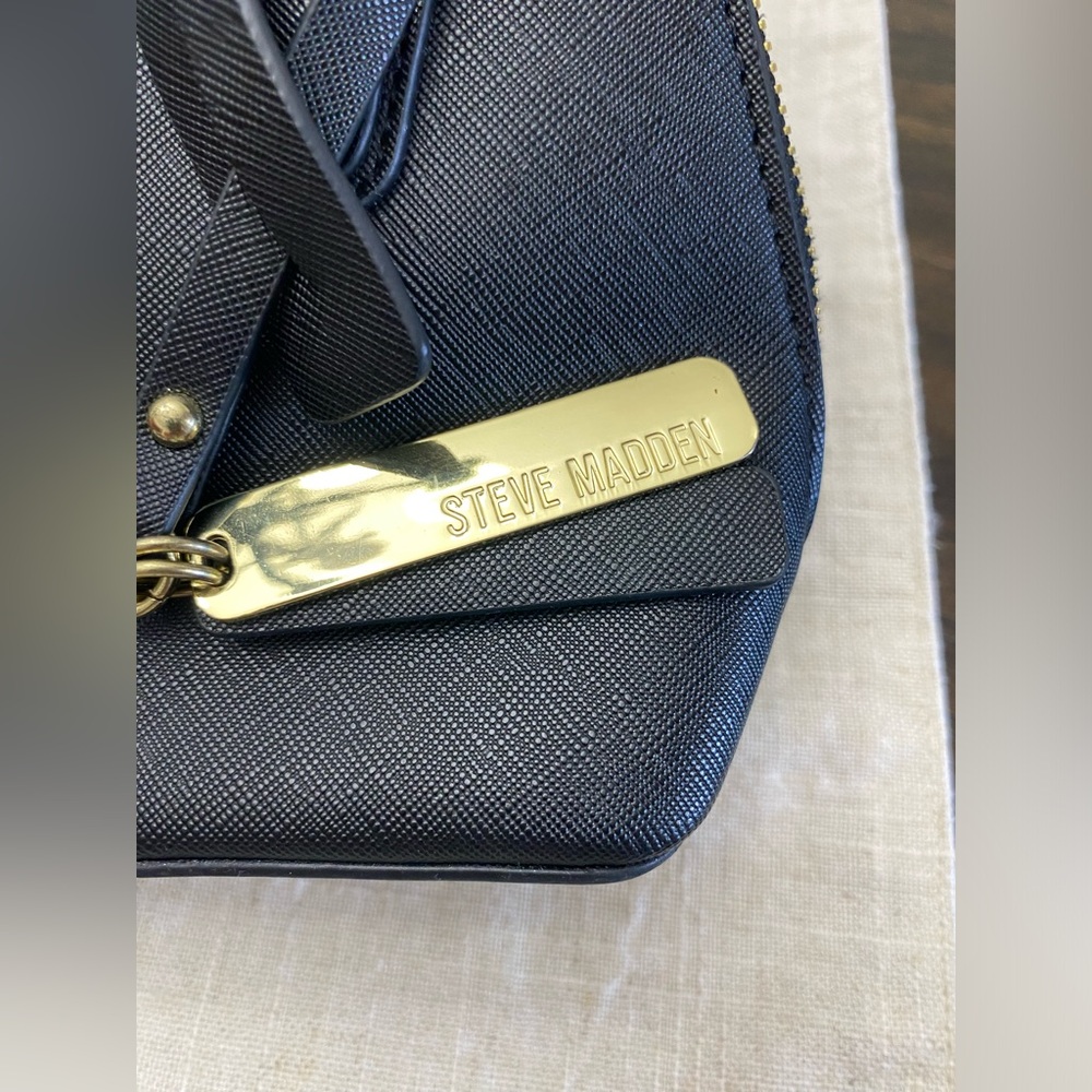 Steve Madden Mini Dome Satchel Bag – Black with Gold Hardware - Picture 4 of 10